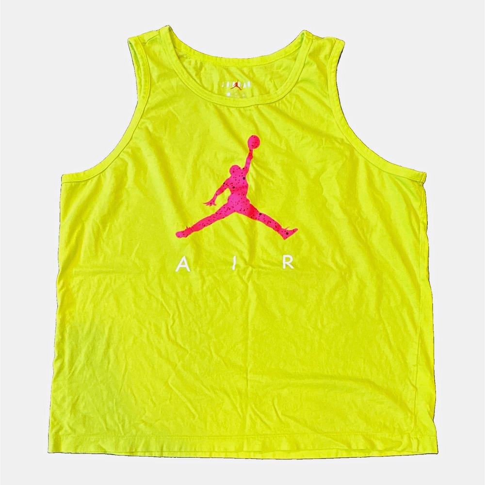 Jordan Air Men's Neon Sleeveless Jumpman Logo Graphic Tank Top Cotton XL